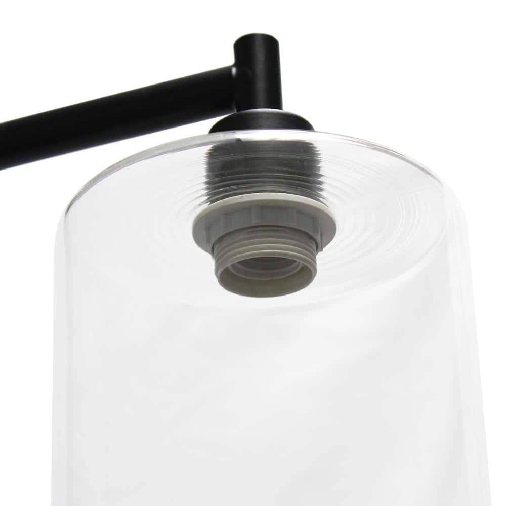 Antique Style Industrial Iron Lantern Floor Lamp with Glass Shade Black - Simple Designs: ETL Listed, 60W, Metal Body