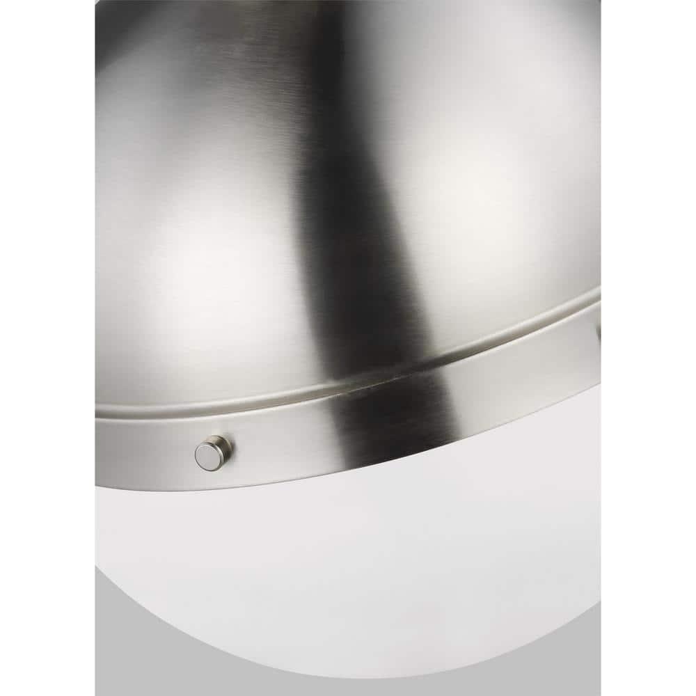 Generation Lighting Hanks 1 -Light Brushed Nickel Transitional White glass Globe Medium Hanging Pendant light