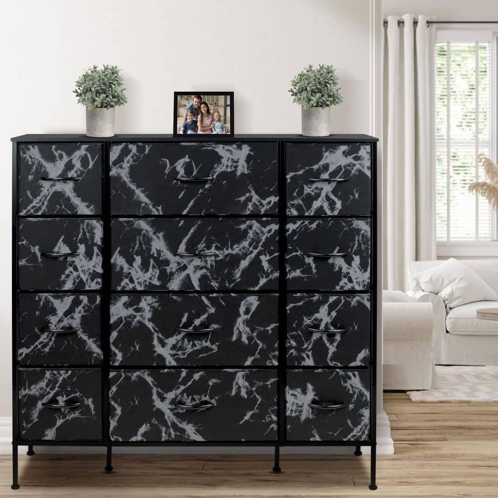 Sorbus 12 Drawers Dresser with Steel Frame and Wood Top