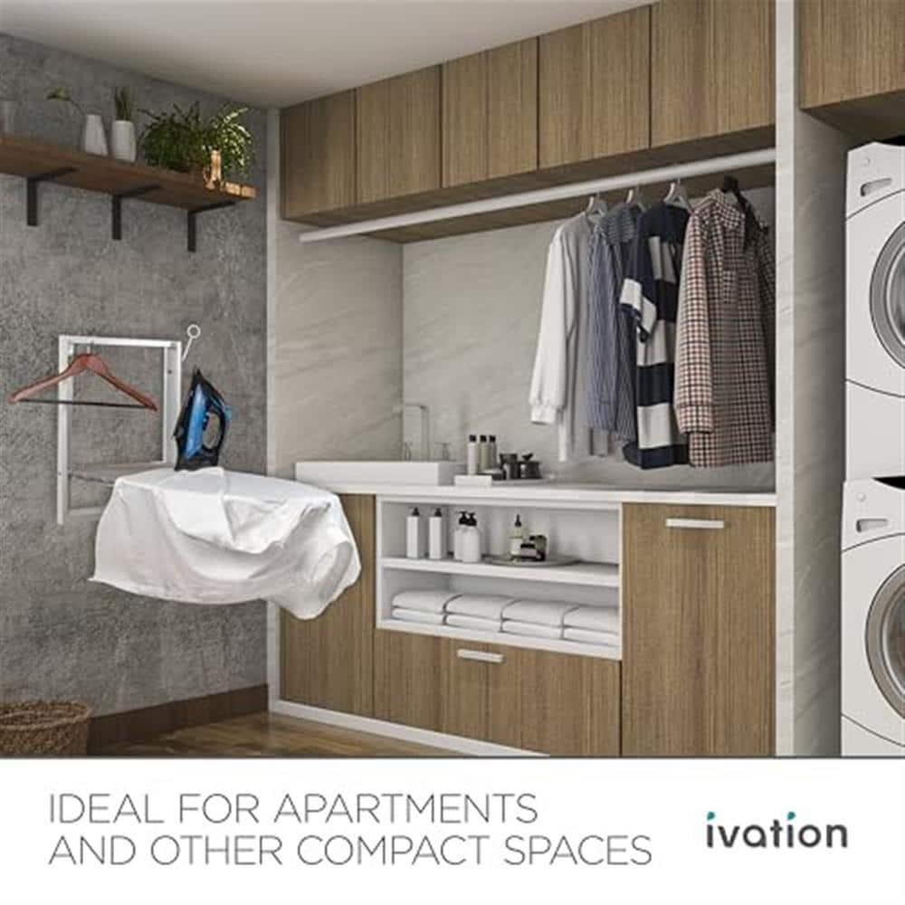 Ivation Wall Mounted Ironing Board, 36.2” x 12.2” Fold Down Iron Board with Iron Holder