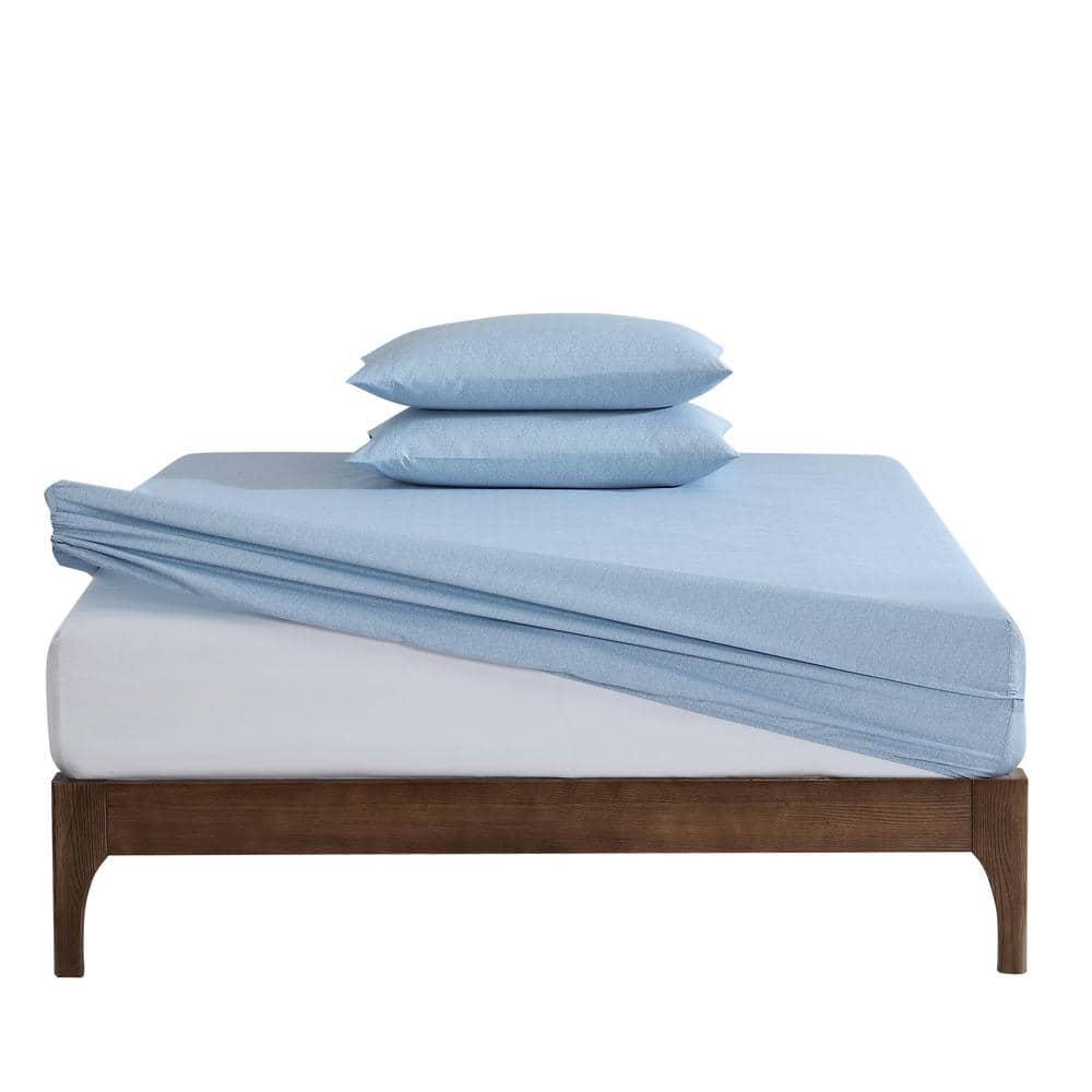 Aqua Sky Herringbone Full Microfiber Sheet Set