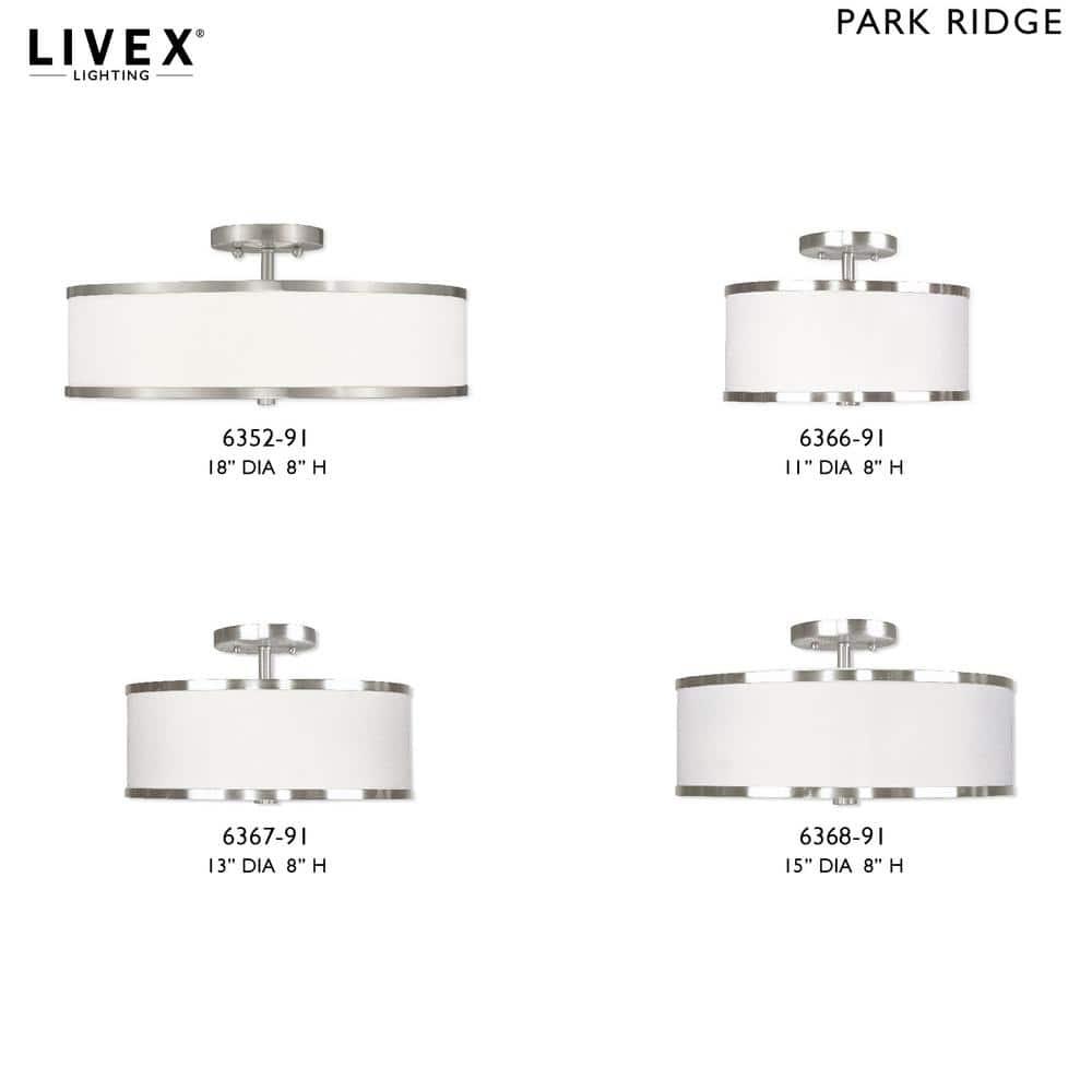 Livex Lighting Park Ridge 2 - Light Semi-Flush Mount in  Brushed Nickel