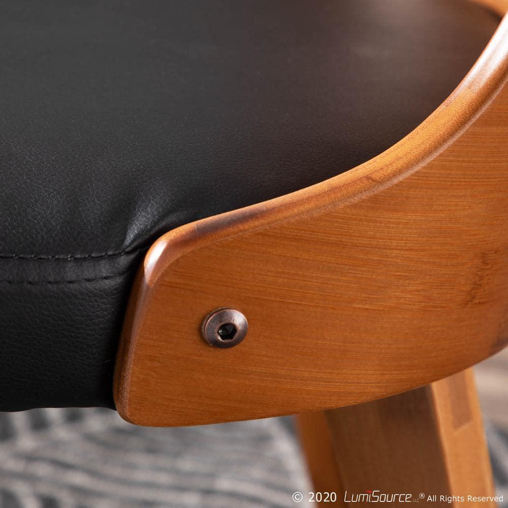 Bocello Mid-Century Modern Chair Black/Walnut - LumiSource: Faux Leather, Wood Frame, Armless