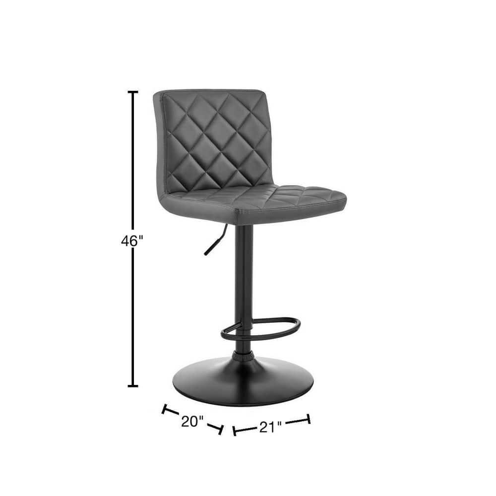 Duval 21'' Adjustable Height Gray Faux Leather Swivel Bar Stool