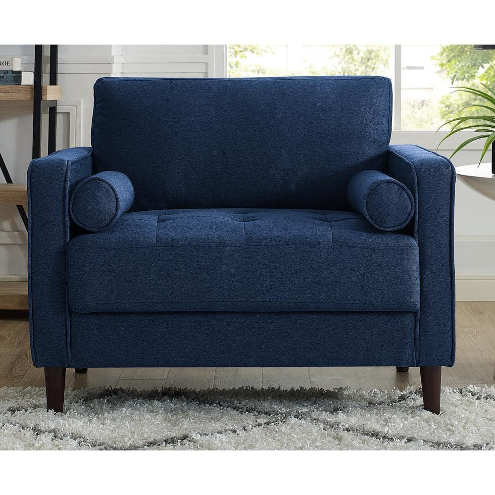 LifeStyle Solutions Jareth King Chair in Navy Blue Fabric Upholstery