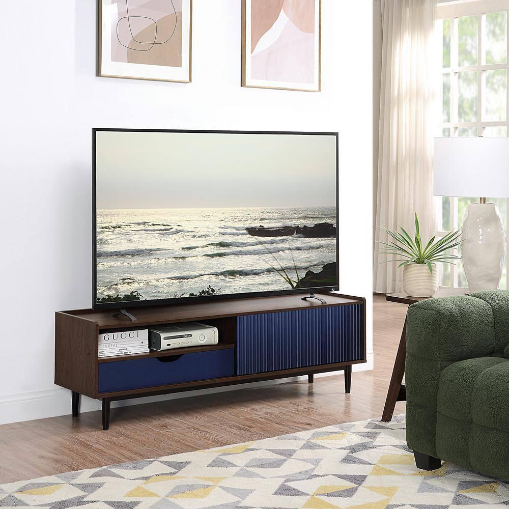 Duane Modern Ribbed TV Stand: Fits up to 55" Screens, Cable Management - Manhattan Comfort