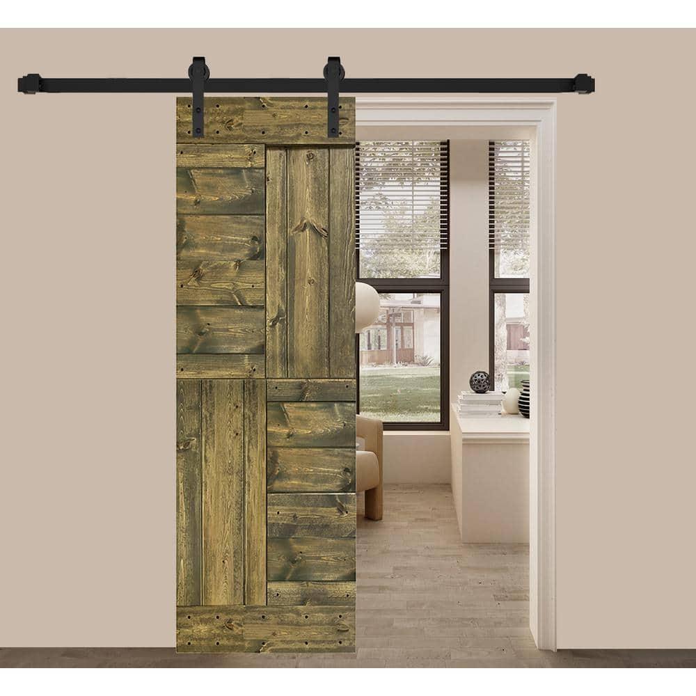 30" x 84" Aged Barrel Finished Solid Wood Barn Door Slab