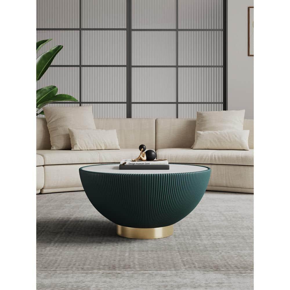 Manhattan Comfort Anderson Leatherette Upholstered Coffee Table: Gold Finish, No Assembly Required