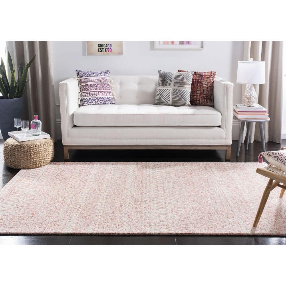 Micro-Loop MLP502 Hand Tufted Indoor Accent Rug - Pink/Ivory - 2'6"x4' - Safavieh