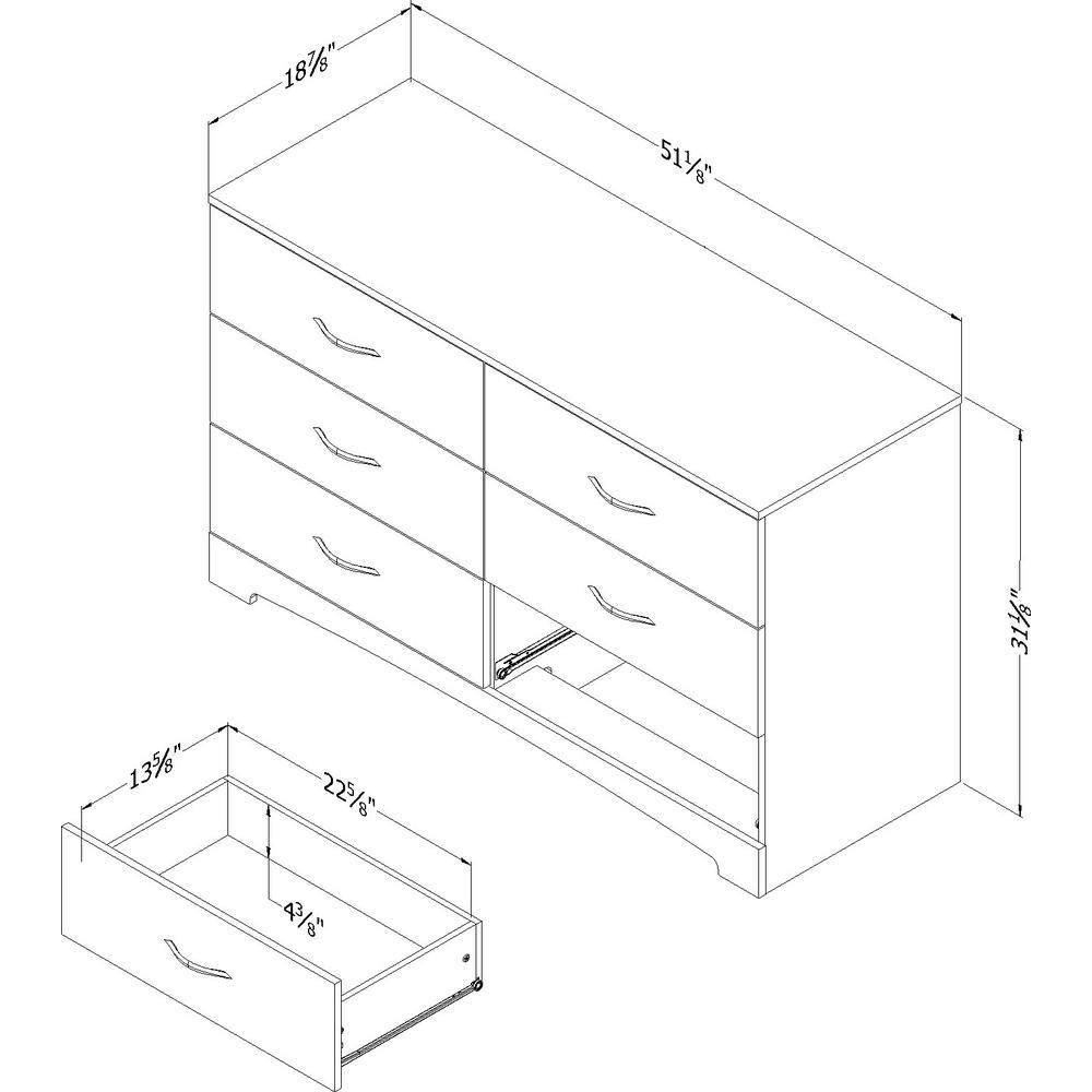 Step One 6 Drawer Double Dresser Weathered Oak - South Shore