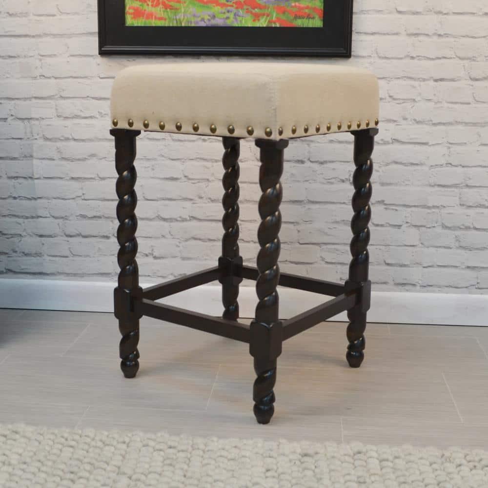 Carolina Living Remick 24" Counter Stool - Espresso - Linen Upholstery