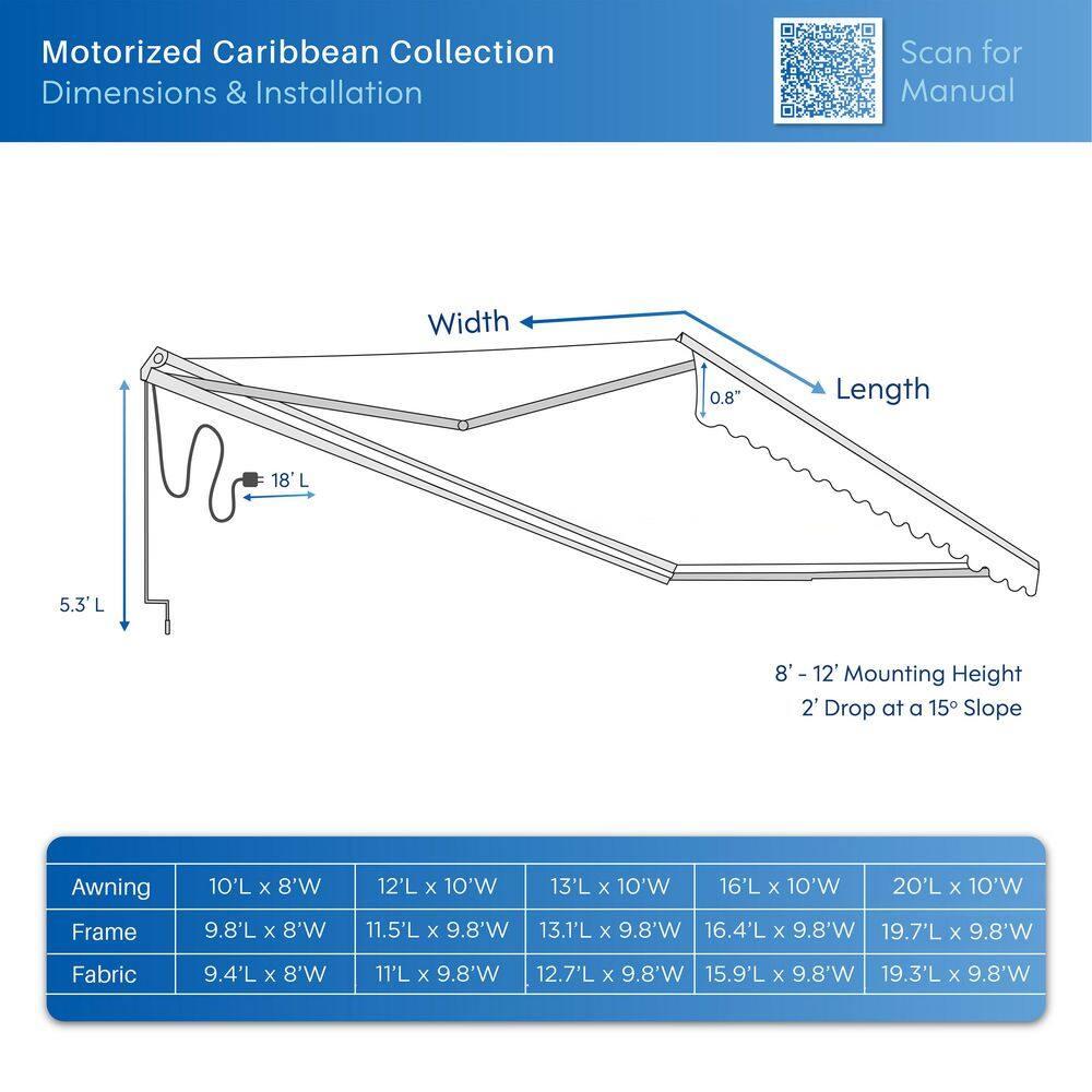 Motorized Retractable Patio Awning- Black Frame