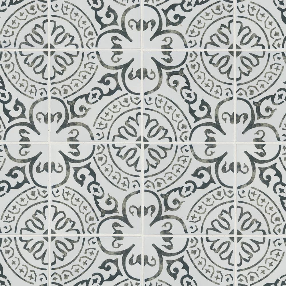 Amara 8" x 8" Encaustic Look Matte Porcelain Floor & Wall Tile