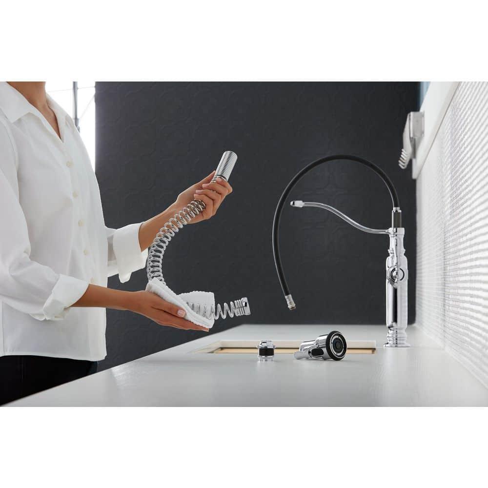 Kohler Tournant® Single Handle Semi-Professional Pre-Rinse Kitchen Faucet with Three-Function Pull Down Sprayer