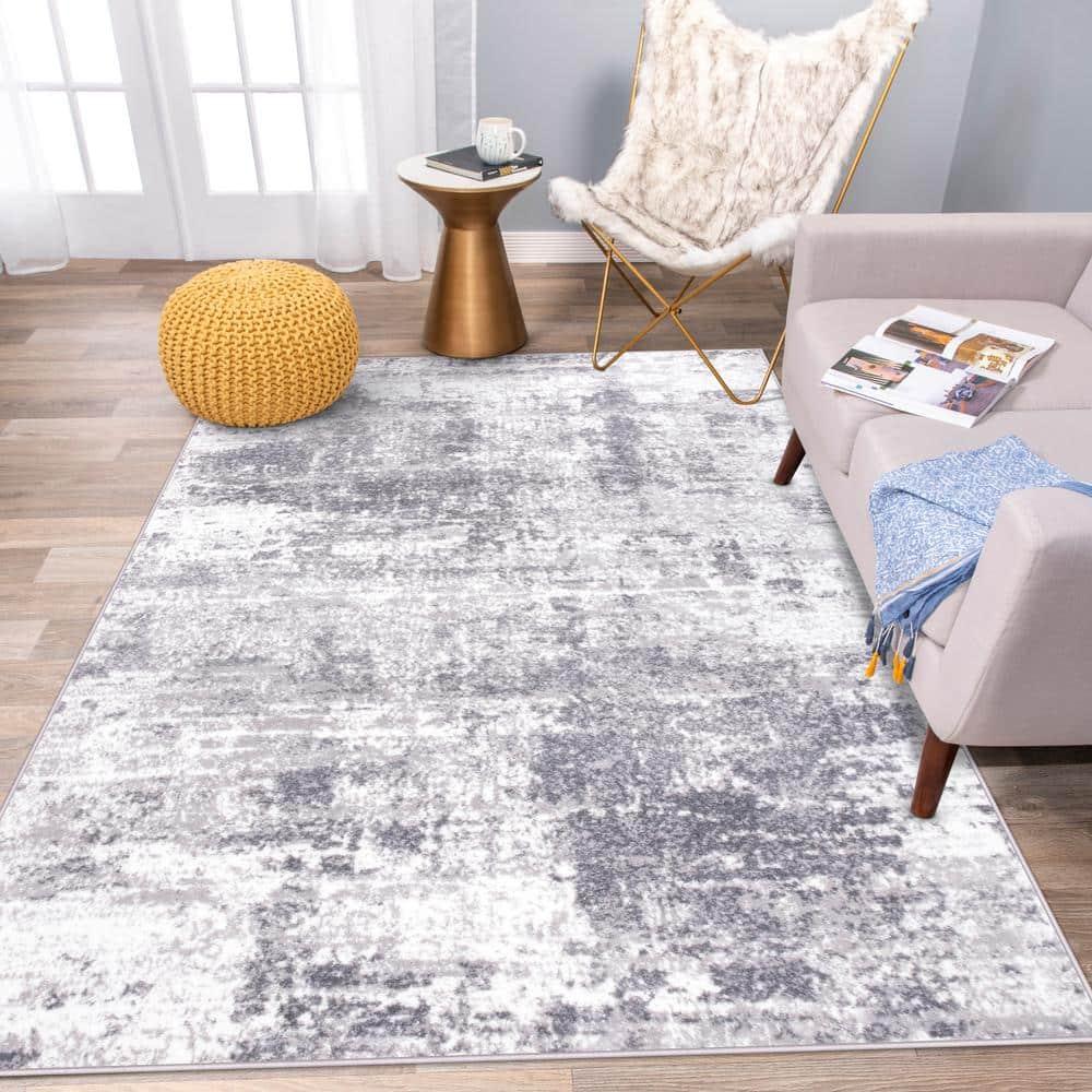 World Rug Gallery Distressed Abstract Gray 7'10" x 10' Area Rug