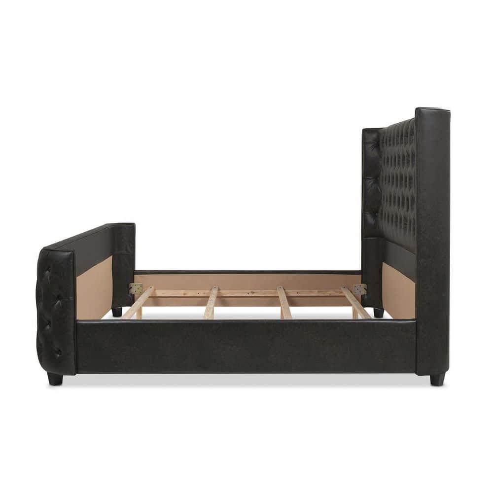 Brooklyn King-Size Luxe Wood Frame Upholstered Bed with Tufted Nailhead Trim