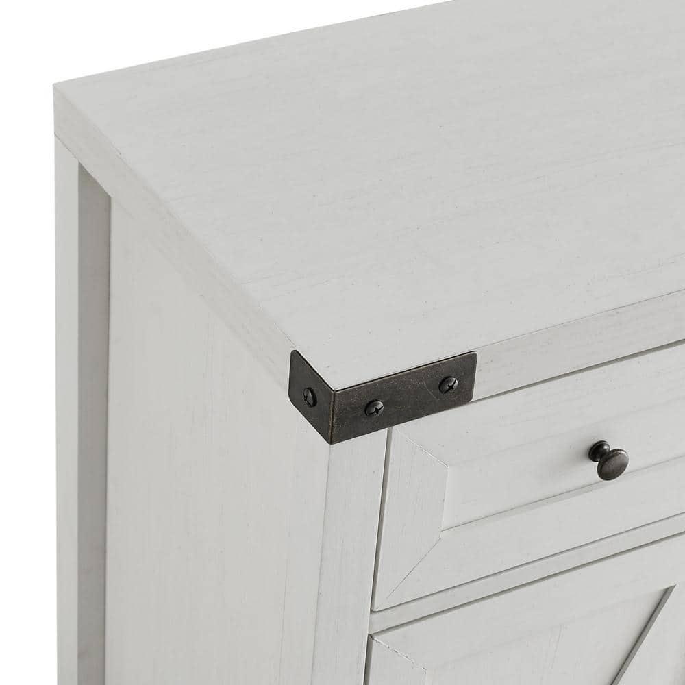 Walker Edison Modern Farmhouse 2 Barn Door Accent Cabinet, Brushed White