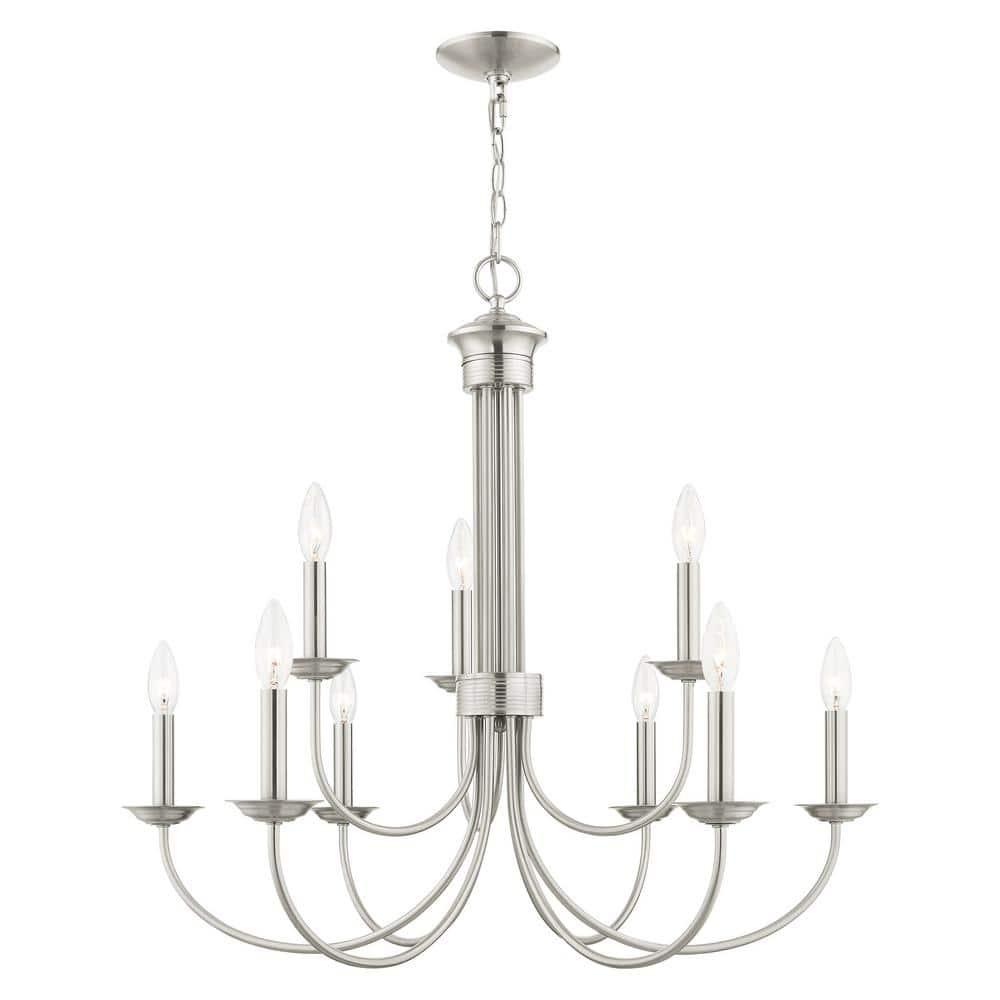Livex Lighting Estate 9 - Light Chandelier in  Brushed Nickel