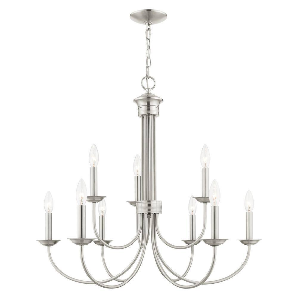 Livex Lighting Estate 9 - Light Chandelier in  Brushed Nickel