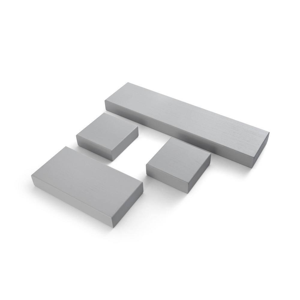 Melannco Set of 4 Distressed Light Gray Chunky Wood Shelves