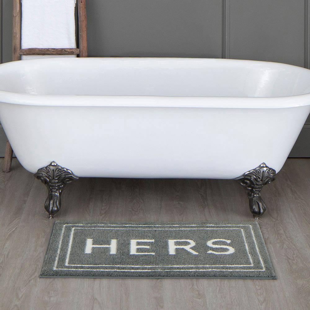 Mohawk Home Hers Knited Washable Polyester Non-Slip Bath Mat, Pewter, 1'8" x 2'10"