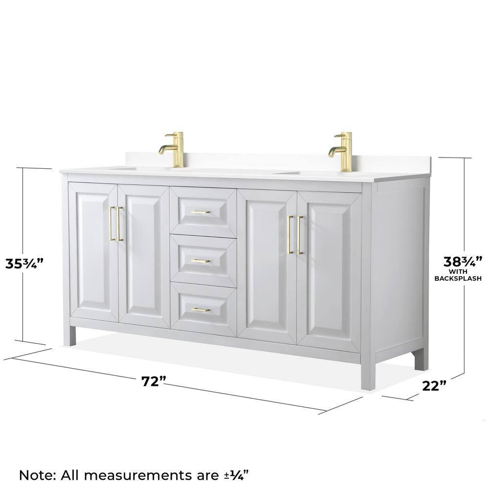 Wyndham Collection Daria 72'' Double Bathroom Vanity with Carrara Marble Top