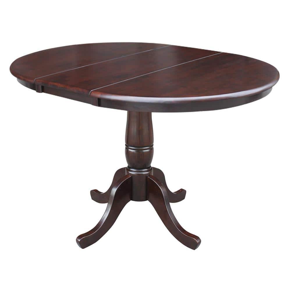 International Concepts 36 inches Round Top Pedestal Table With 12 inches Leaf - 28.9 inchesH - Dining Height