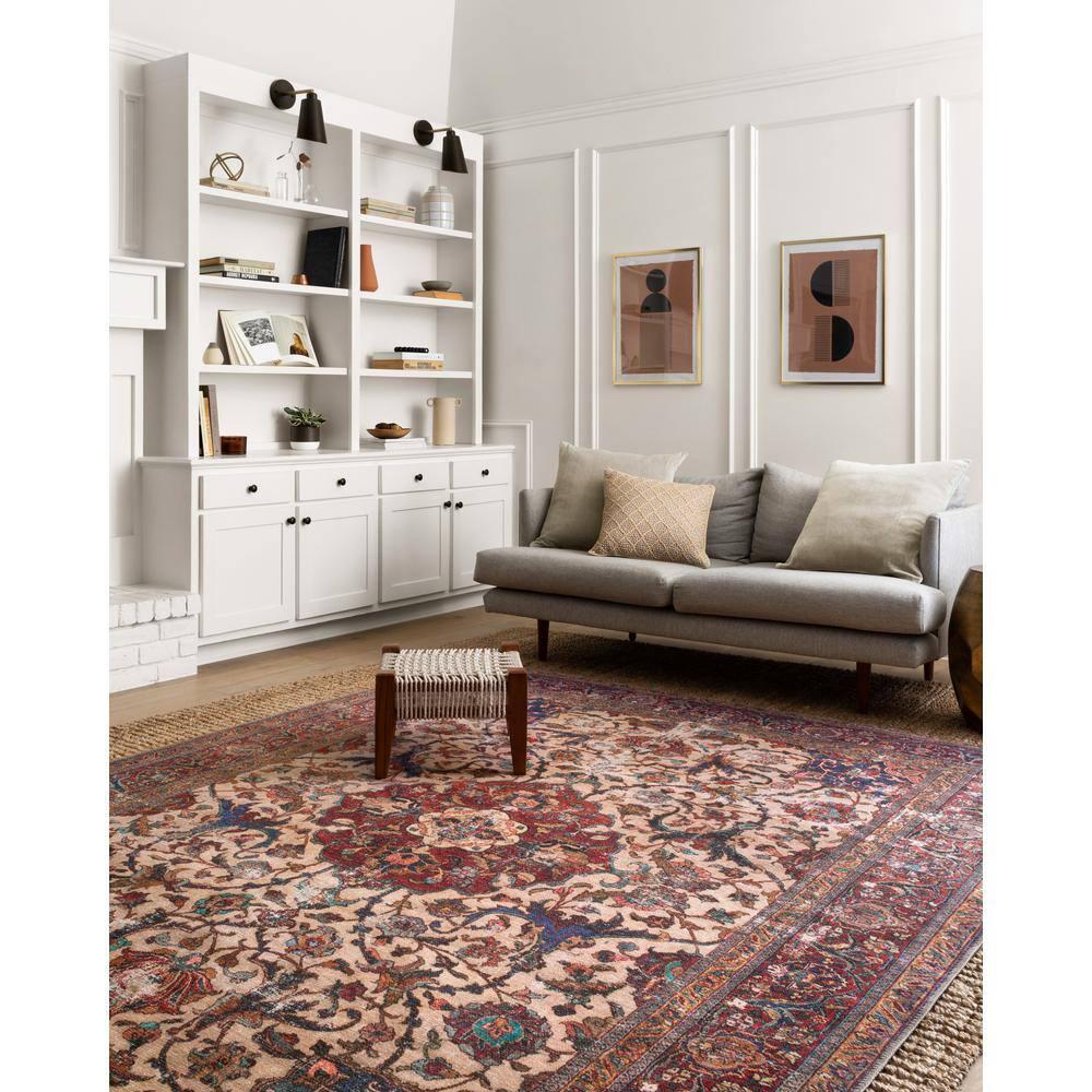 Hand-Knotted Sand and Multi Oriental Synthetic Area Rug 5' x 7'