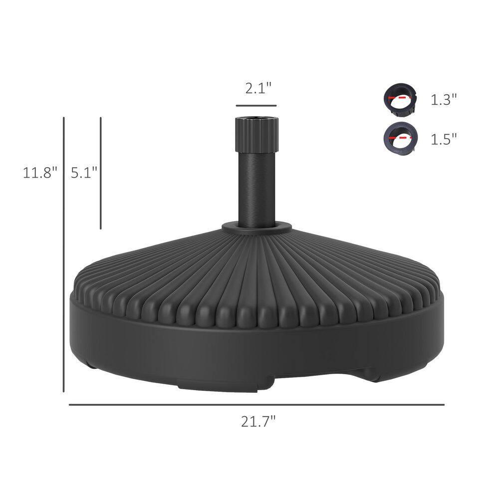 Outsunny Round Patio Umbrella Base Holder Outdoor Umbrella Stand, Filled Up to 62lbs with Stand or 51lbs with Water for Garden Poolside, Black