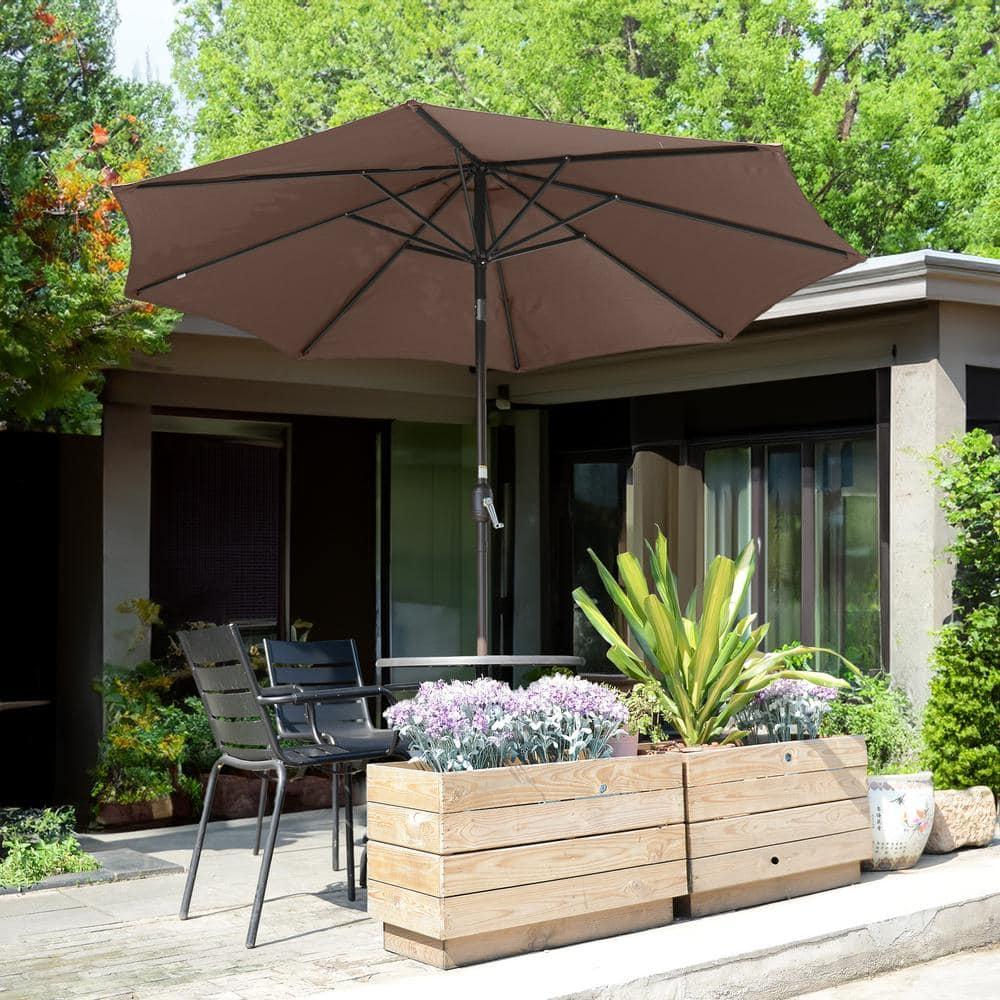 WestinTrends 9 Ft Outdoor Patio Market Table Umbrella with Tilt and Crank, Coffee
