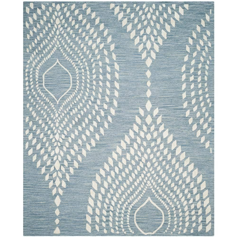 Bella BEL126 Hand Tufted Area Rug - Blue/Ivory - 8'x10' - Safavieh.