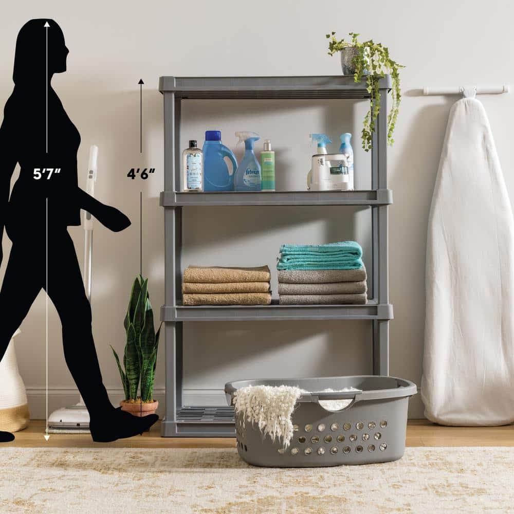 IRIS USA, Inc. 4-Tier Large Plastic Garage Storage Shelving Unit, Gray (18 W x 56 H x 36 D)