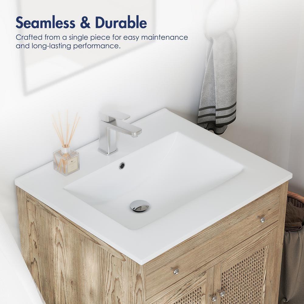 Eridanus Dayton 25" W x 22" D Vitreous China Vanity Top Sink in White with Single Faucet Hole (Sink Only)