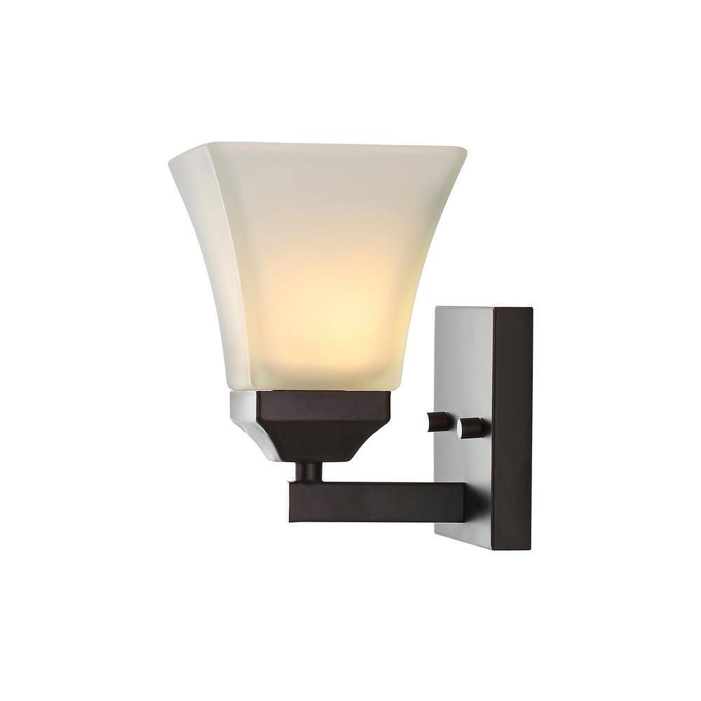 JONATHAN Y Staunton 5" 1-Light Iron/Glass Modern Cottage LED Vanity Light, Oil Rubbed Bronze