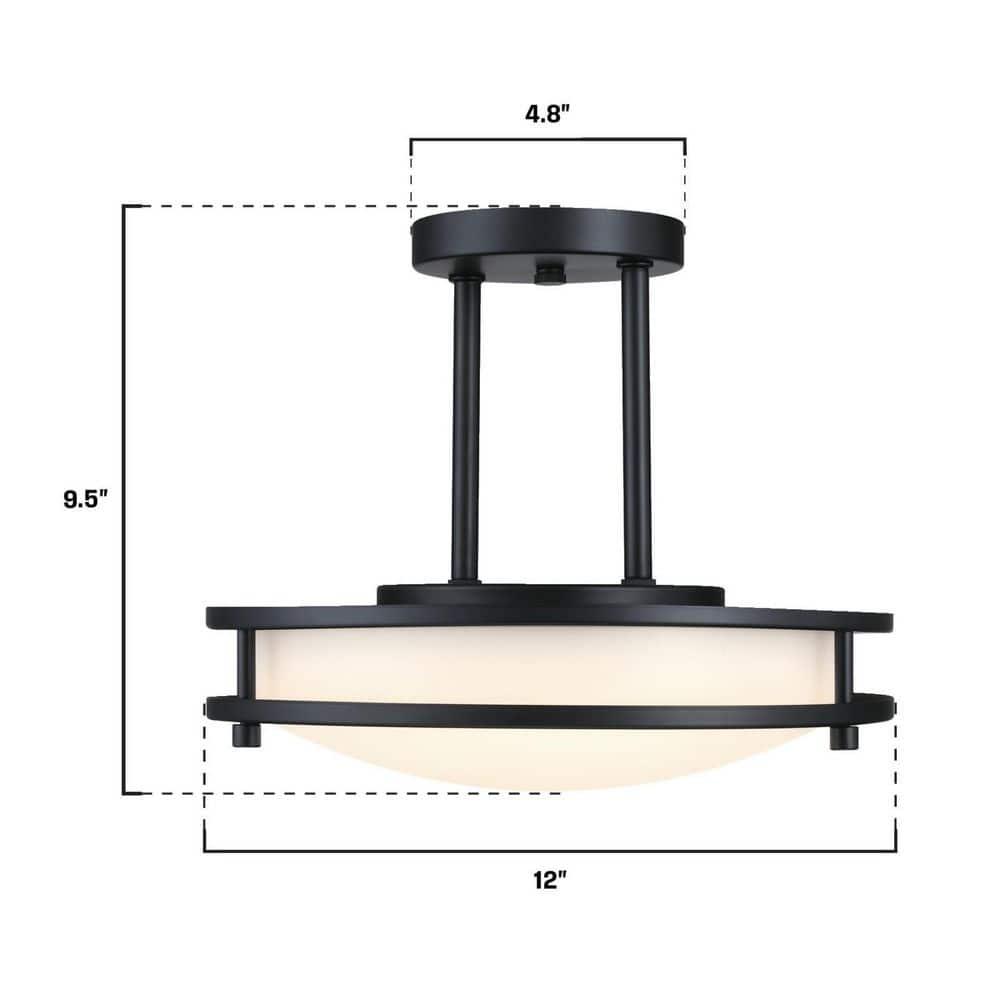 12 Inch, 15 Watt LED Indoor Semi Flush Mount Ceiling Fixture with Color Temperature Selection, Frosted Acrylic Shade