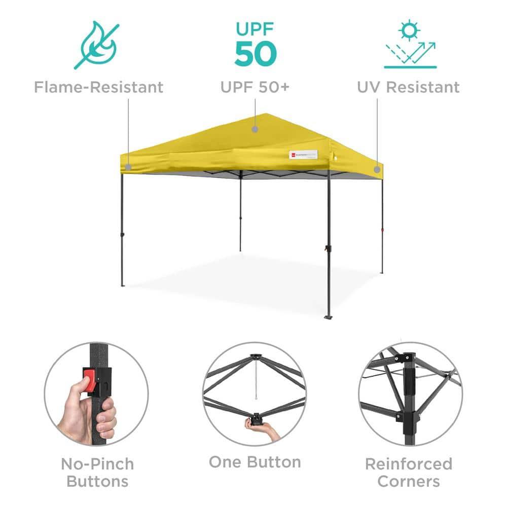 Best Choice Products 12x12ft Easy Setup Pop Up Canopy w/ 1-Button Setup, Wheeled Case, 4 Weight Bags - Yellow