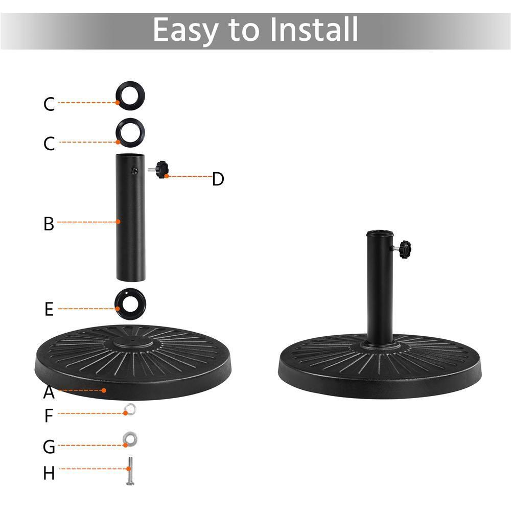 Yaheetech Outdoor Patio Market Umbrella Base Stand, Black
