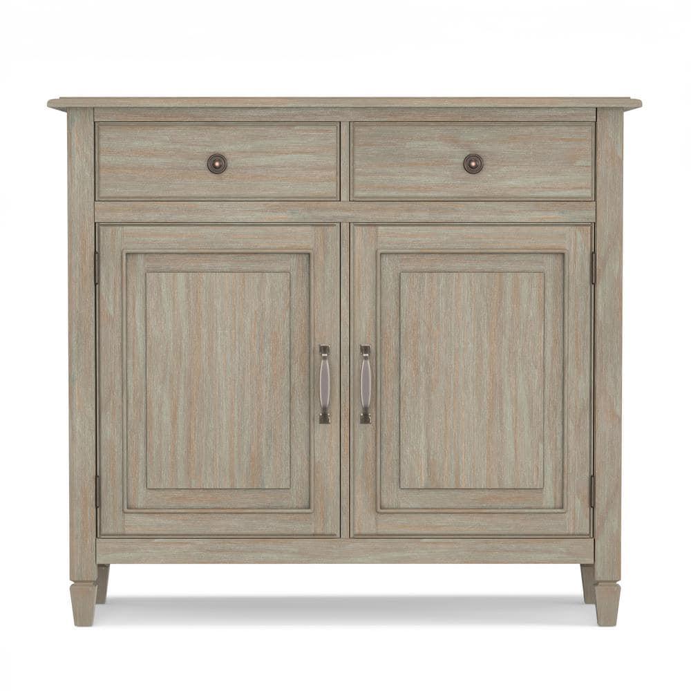 Simpli Home Connaught 40"W Solid Wood 2-Shelf Entryway Storage Cabinet with 2 Storage Drawers