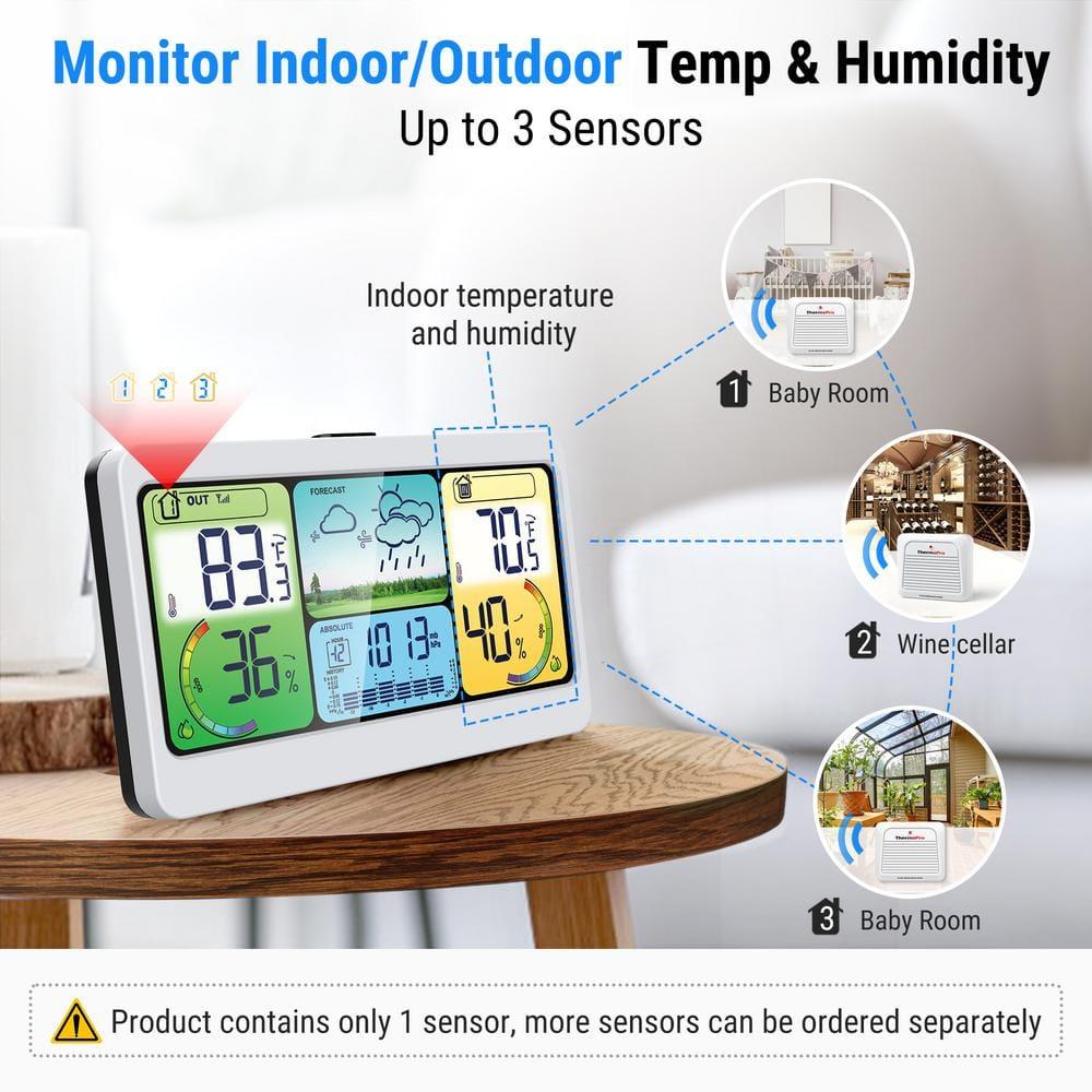 ThermoPro TP280BW 1000FT Home Weather Stations Wireless Indoor Outdoor Thermometer, Indoor Outdoor Weather Station