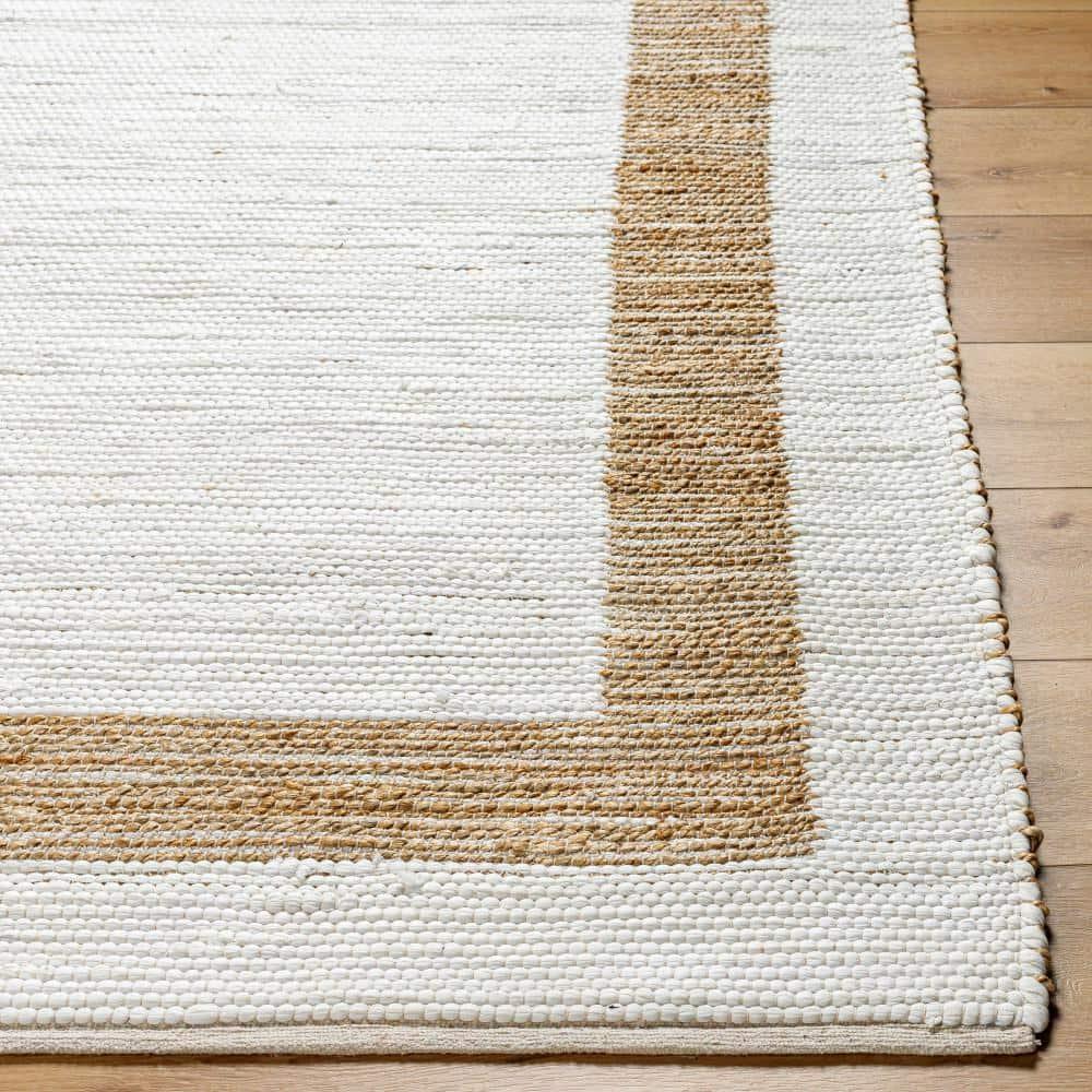 Ivory and Tan Handwoven Cotton Kids' Area Rug, 5' x 7'