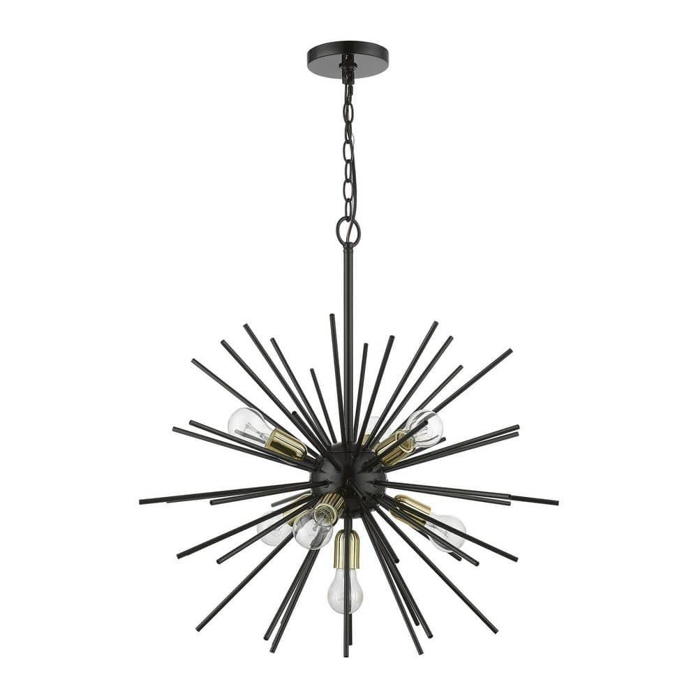 Livex Lighting Tribeca 7 - Light Pendant in  Shiny Black/Polished Brass