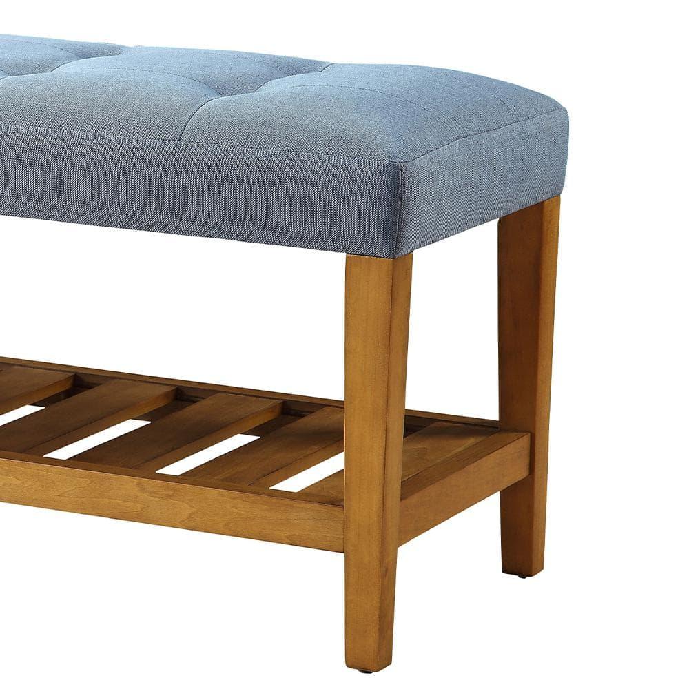 Wooden Bench Blue and Oak - Saltoro Sherpi