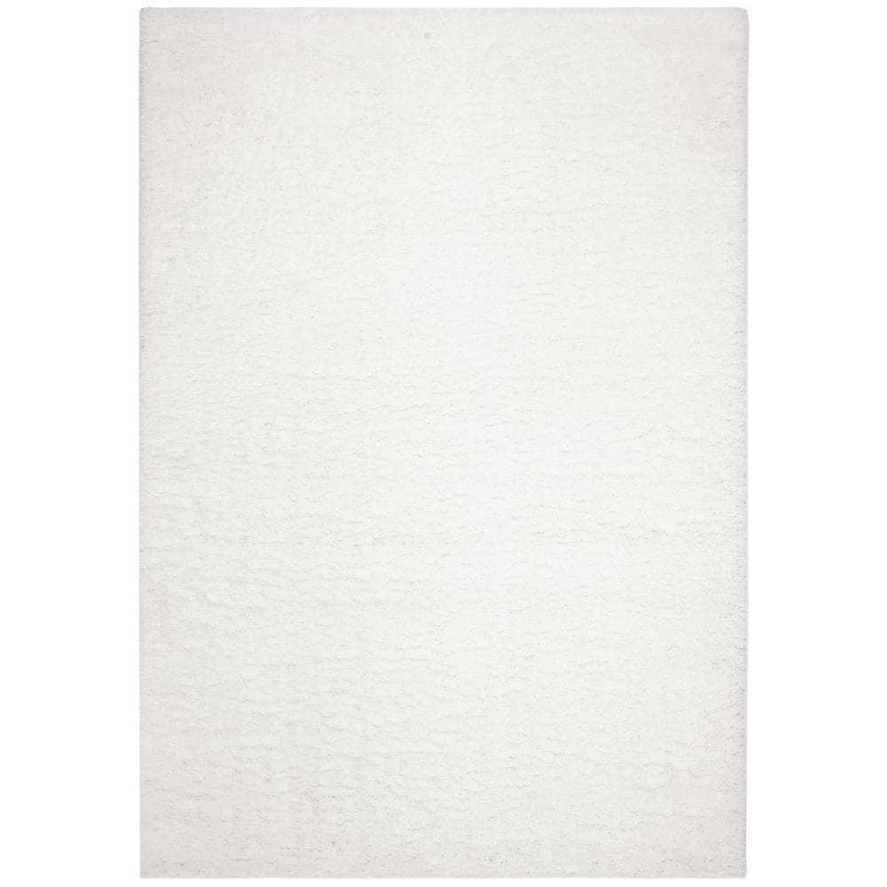 SAFAVIEH August Carlene Solid Plush Shag Area Rug, White, 9' x 12'