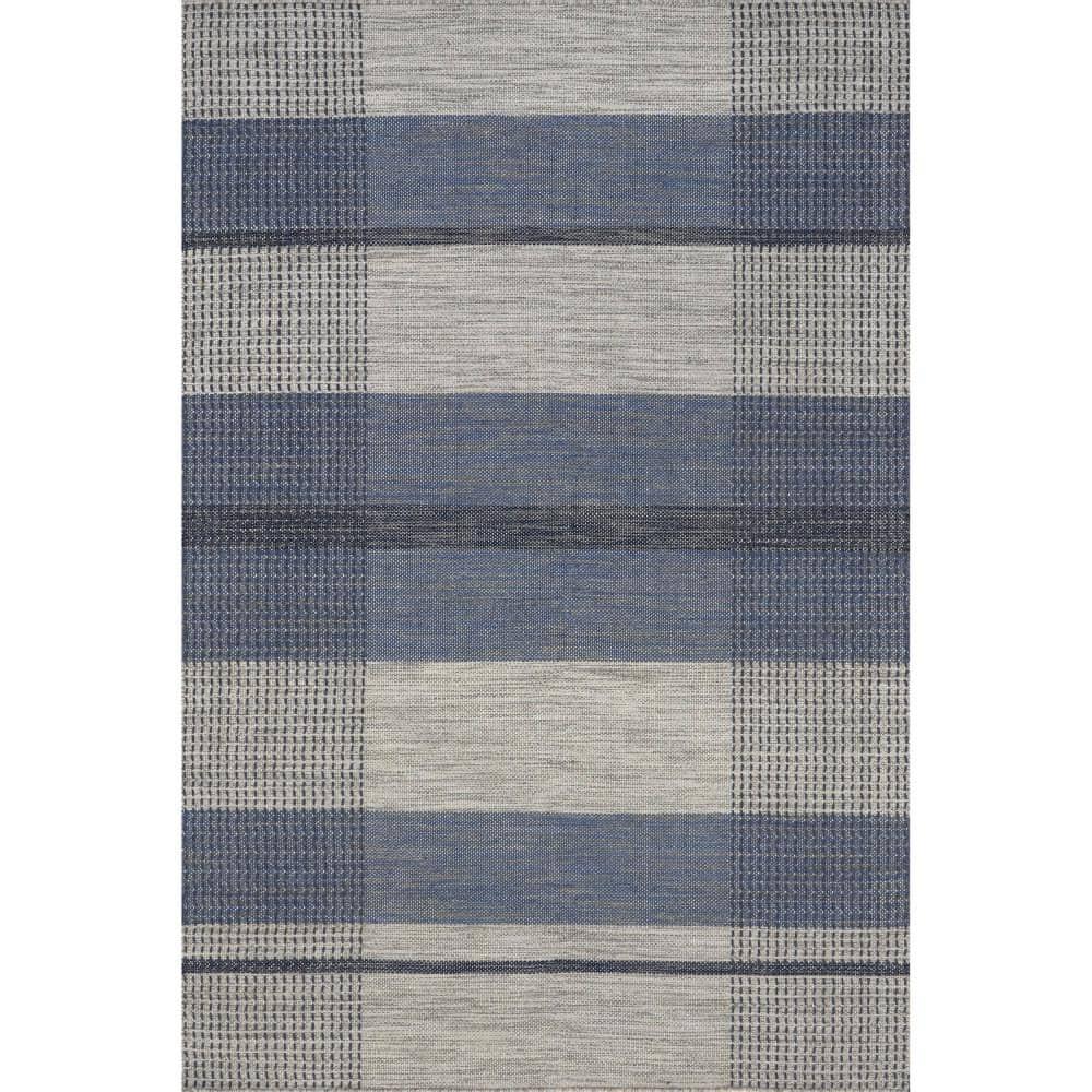 Portland Plaid Wool Blue 8 ft. x 10 ft. Indoor/Outdoor Patio Rug