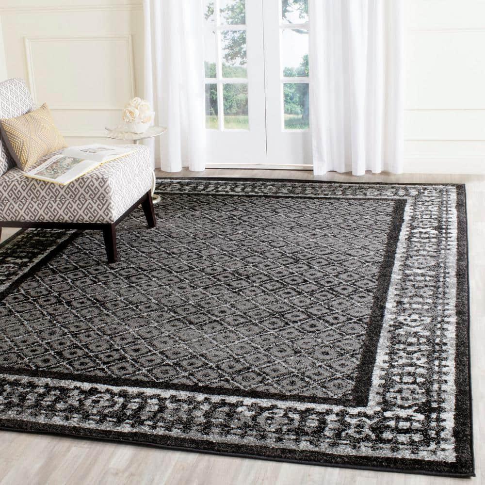 Adirondack ADR110 Machine Made Indoor Area Rug - Black/Silver - 9'x12' - Safavieh