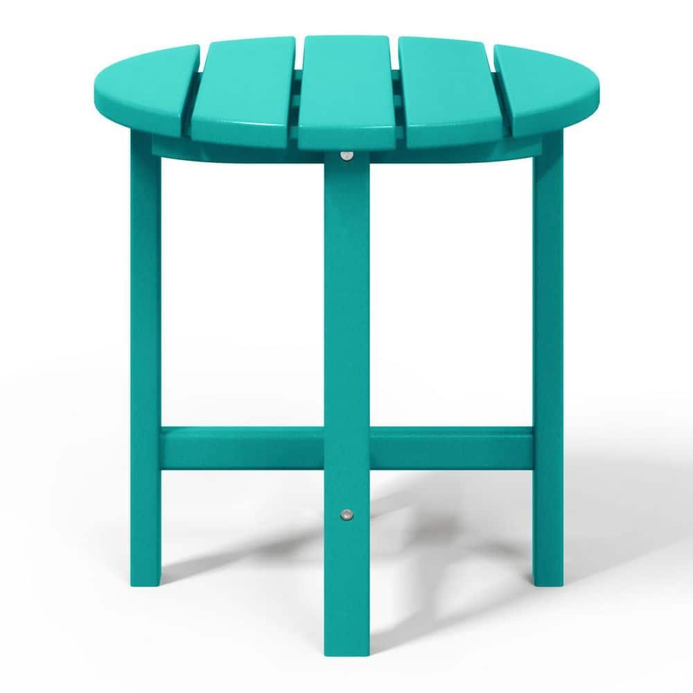 Mason 18 in. Turquoise Poly Plastic Fade Resistant Outdoor Patio Round Adirondack Side Table