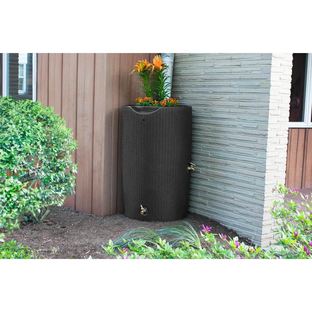 Good Ideas 50 Gallons Plastic Drainable Dual Overflow Planter Rain Barrel