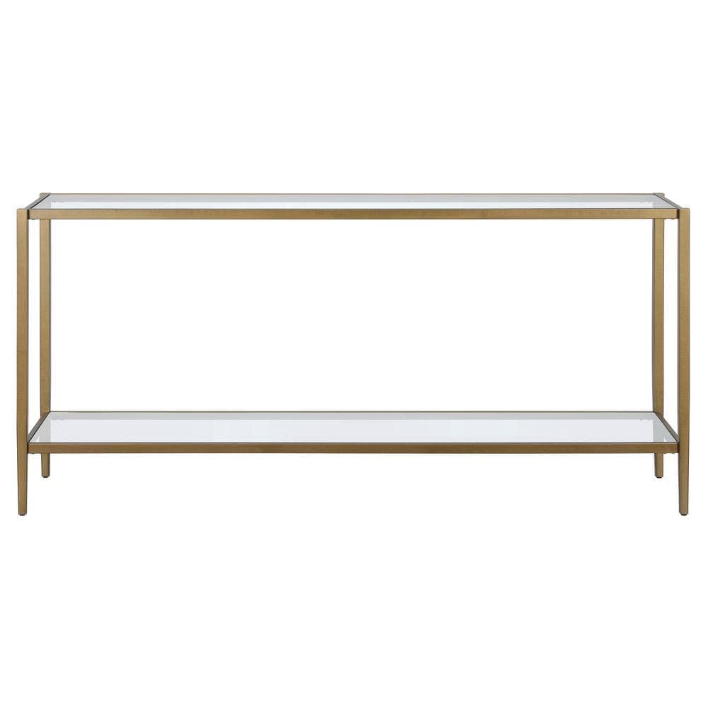 Hera 64 in. Brass Rectangle Glass Console Table
