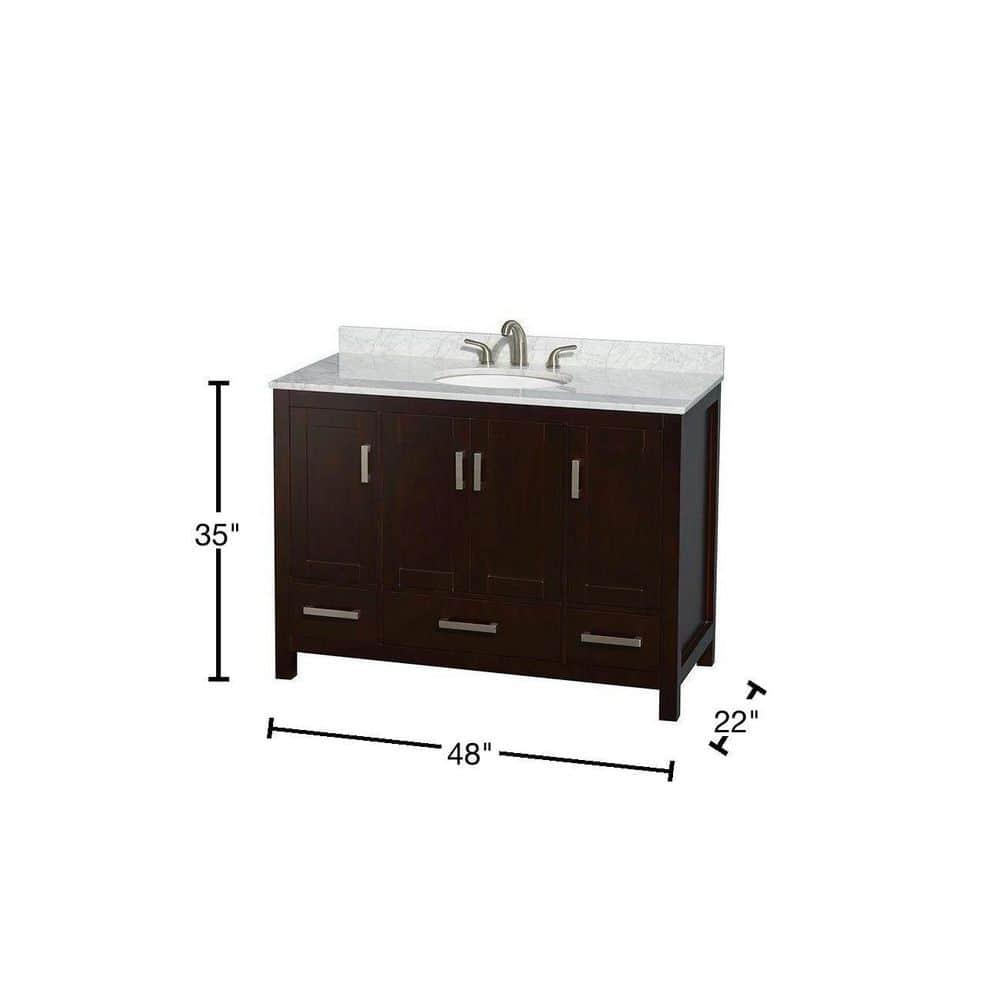 Wyndham Collection Sheffield 48" Freestanding Single Bathroom Vanity with Marble Top
