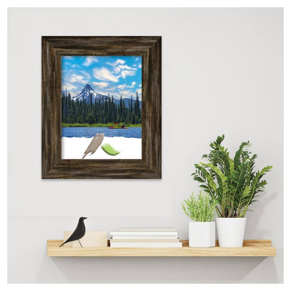 Amanti Art Fencepost Brown Narrow Wood Picture Frame Opening Size 11x14 in.